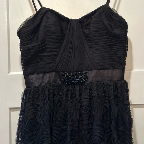 Cache Black Pleat Bodice Rosette Ball Gown Formal Dress Size 8 - Picture 4 of 12